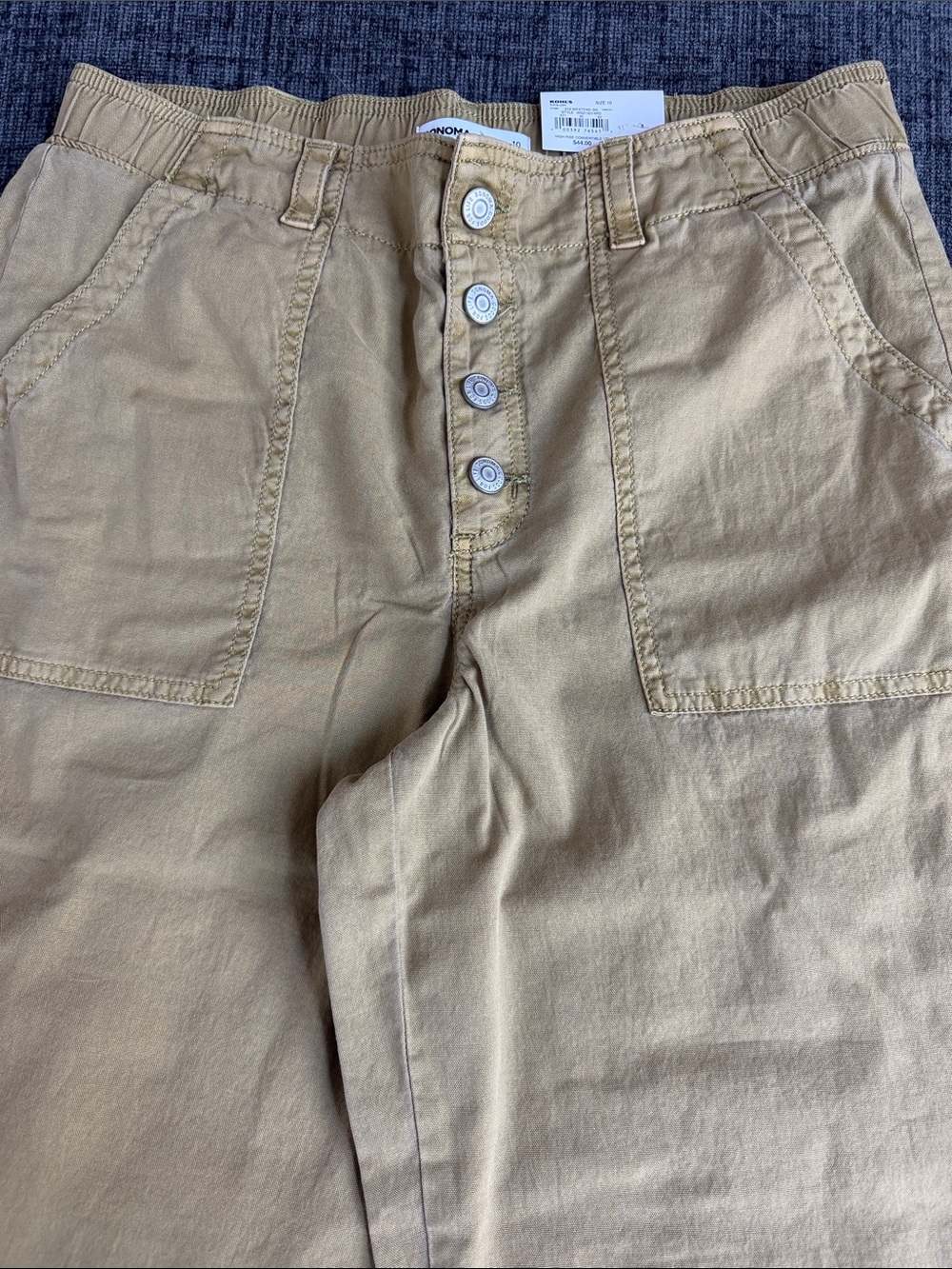 Sonoma Straight-Leg Button-Fly Elastic Waist Pants